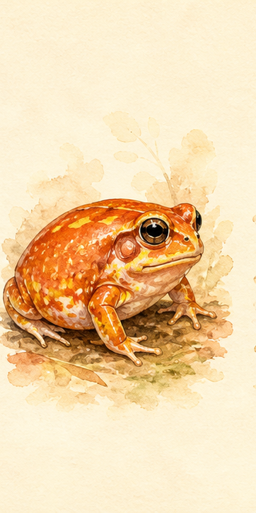 Tomato frog watercolor illustration